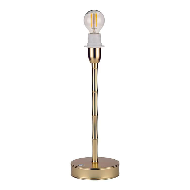 Base de Lámpara Bambú LED Recargable 30 cm – Oro Mate