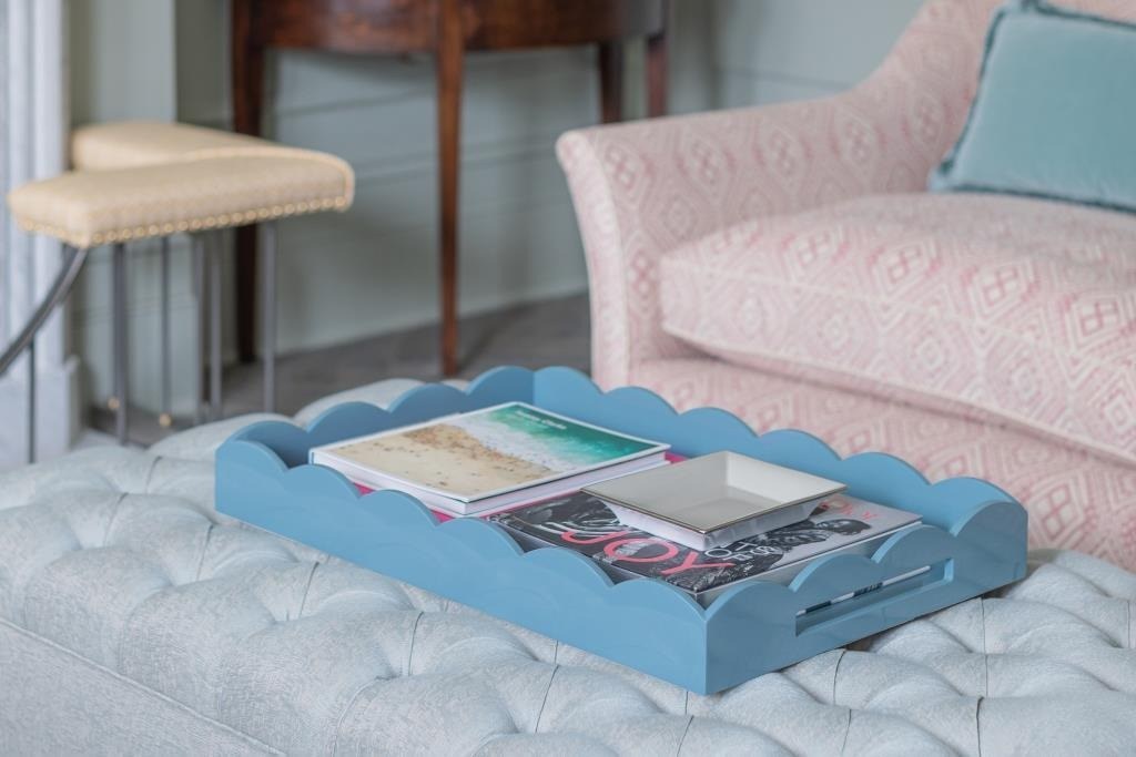 Charola Otomana Festoneada Grande – Azul Chambray