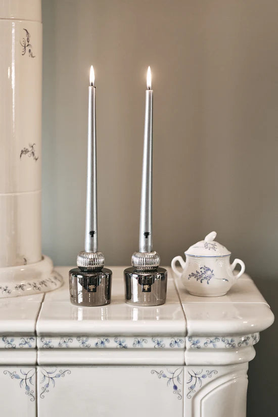 Les Exclusives Candle Holder Twins Platinum