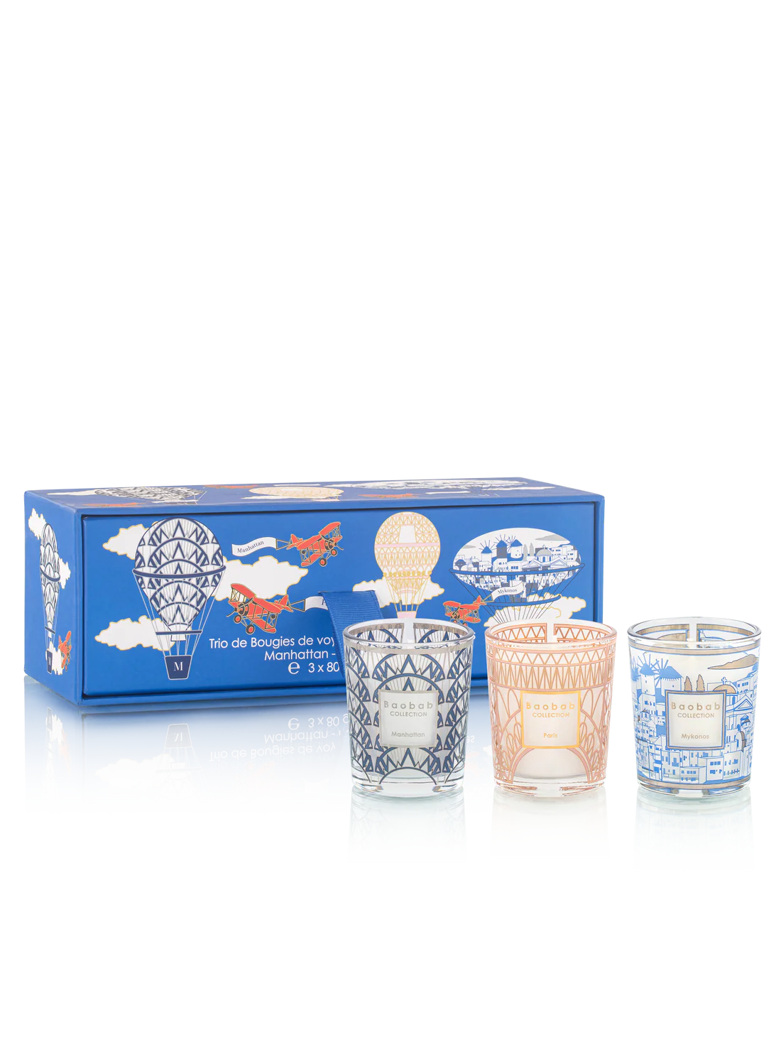 Trio Travel Candles Manhattan - Paris - Mykonos 3x80 G