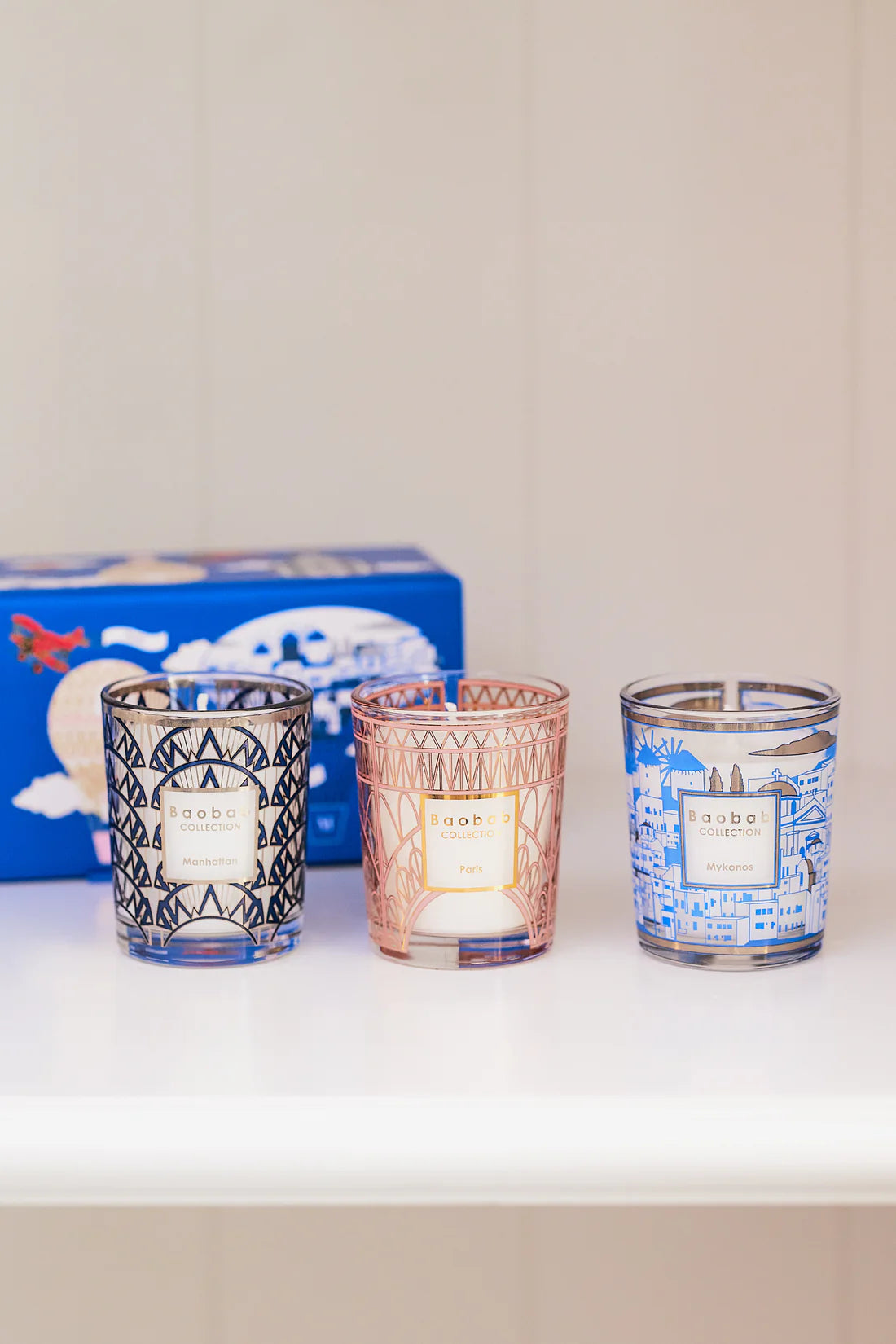 Trio Travel Candles Manhattan - Paris - Mykonos 3x80 G
