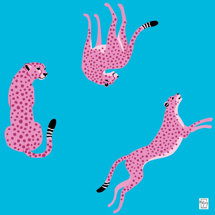 Tapete de Mahjong Flirty Leopards – Azul Vivo