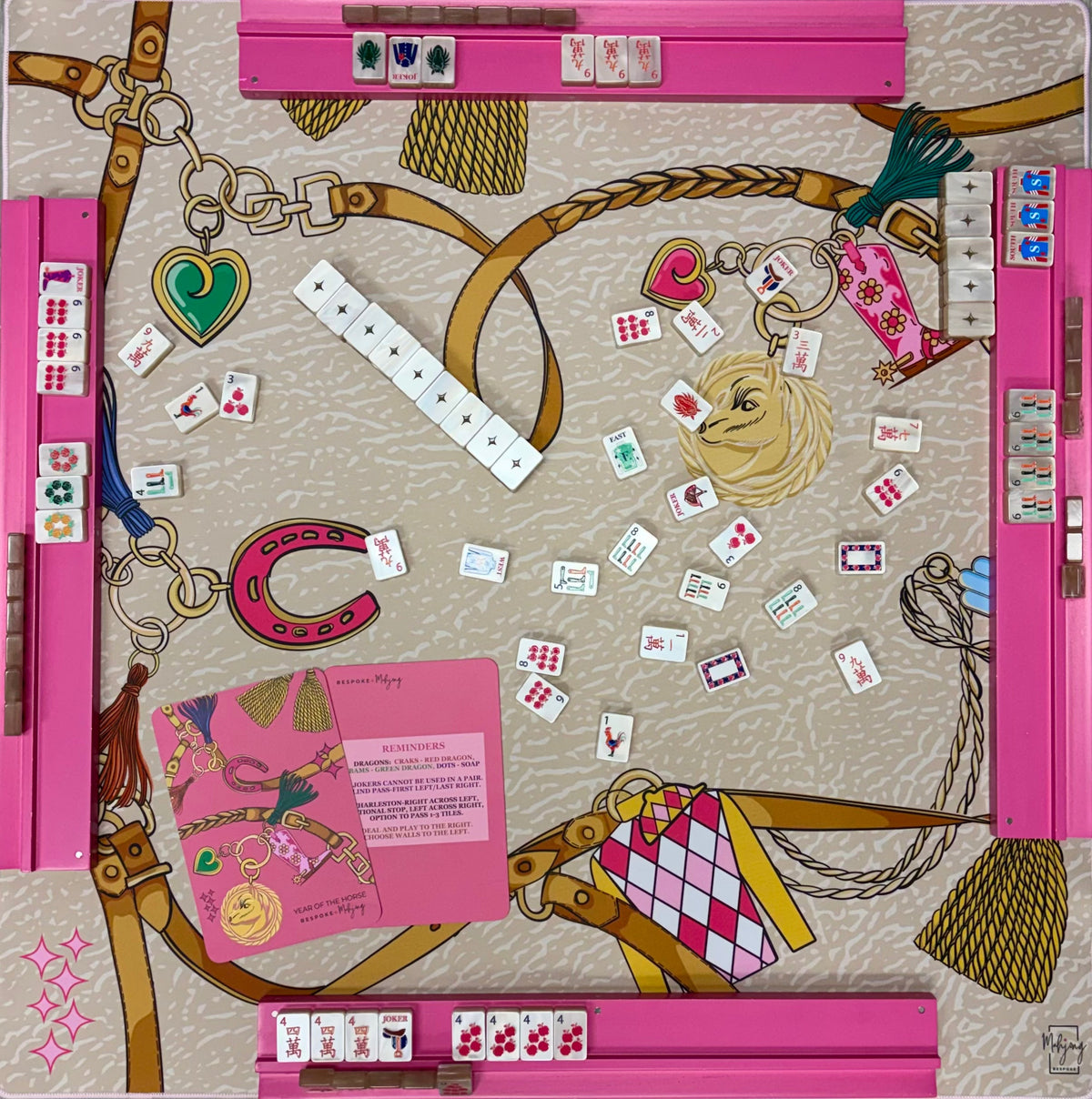 Tapete de Mahjong Doble Cara Year of the Horse – Pleated