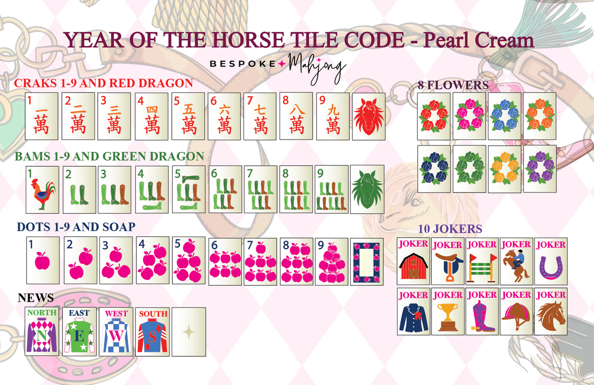 Juego de Mahjong Year of the Horse – Crema Perla