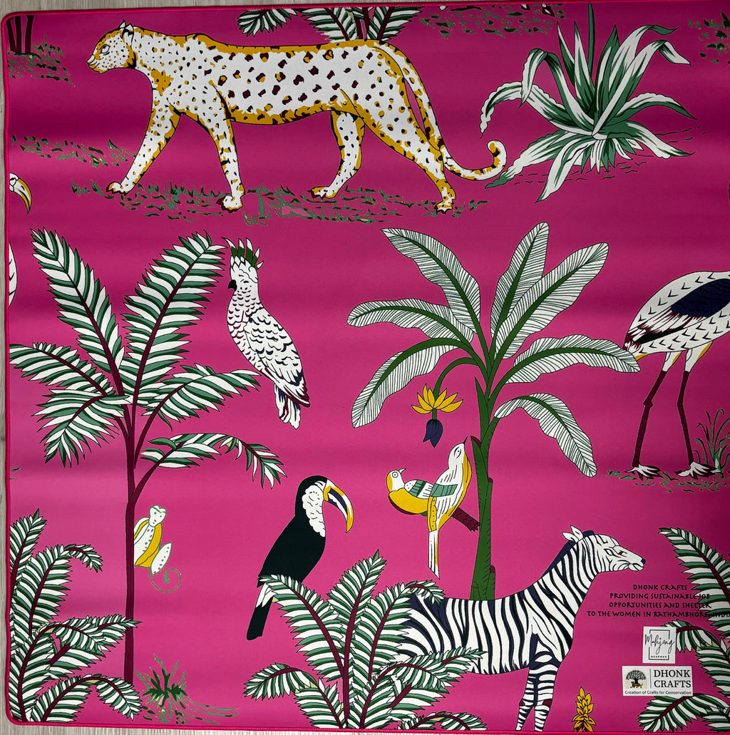 Tapete de Mahjong Doble Cara Bespoke x Dhonk Jungle – Rosa y Turquesa