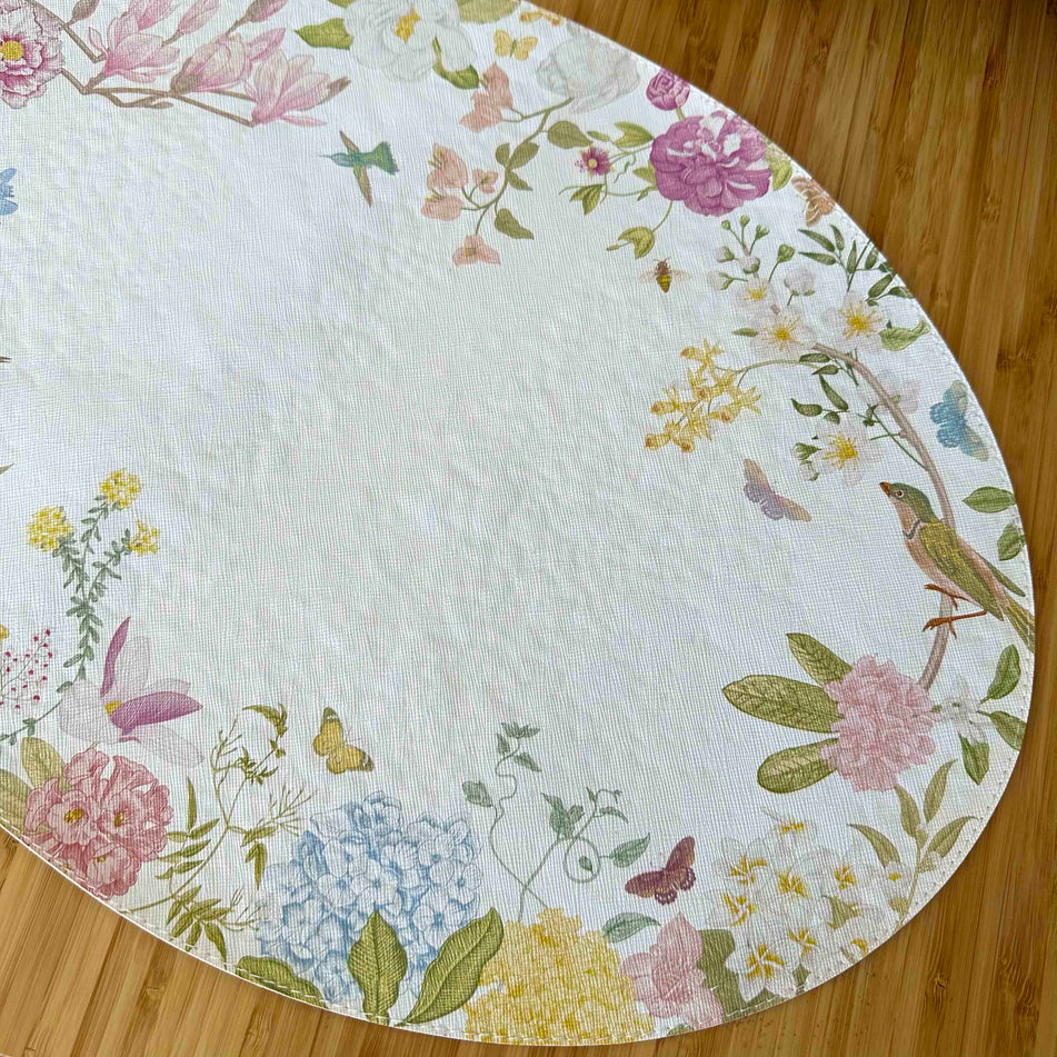 Botanica Oval Mat-white Wt Flowers 5" X5"
