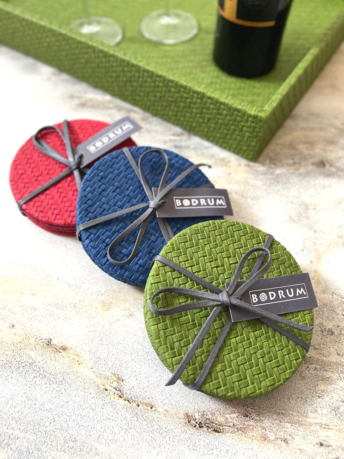 Wicker Tomato Coasters Sets Of 4 Red 4.25" Round