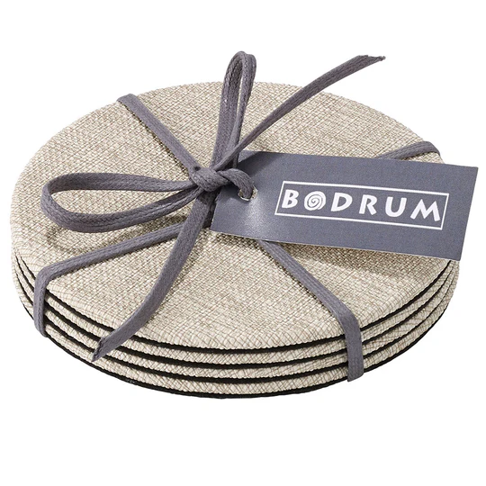 Pronto Gifting Coaster Sets Of 4 Beige 4.25" Round