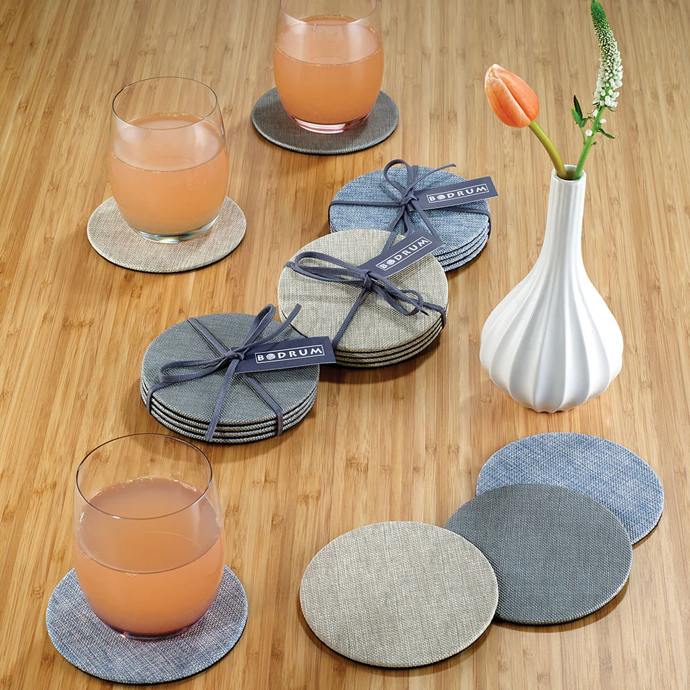 Pronto Gifting Coaster Sets Of 4 Beige 4.25" Round