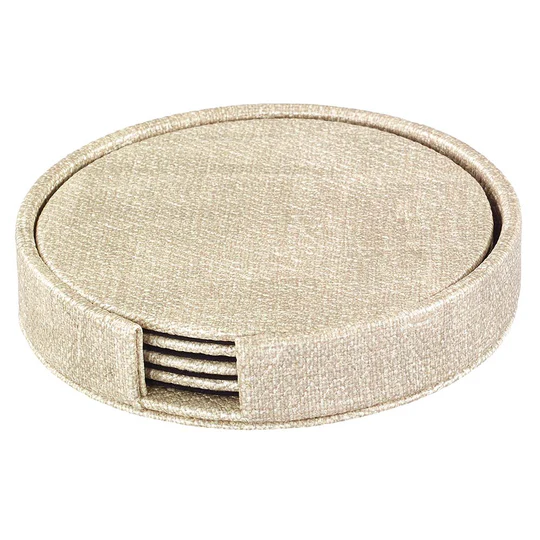 Luster Birch Boxed Coaster Round 4.25"