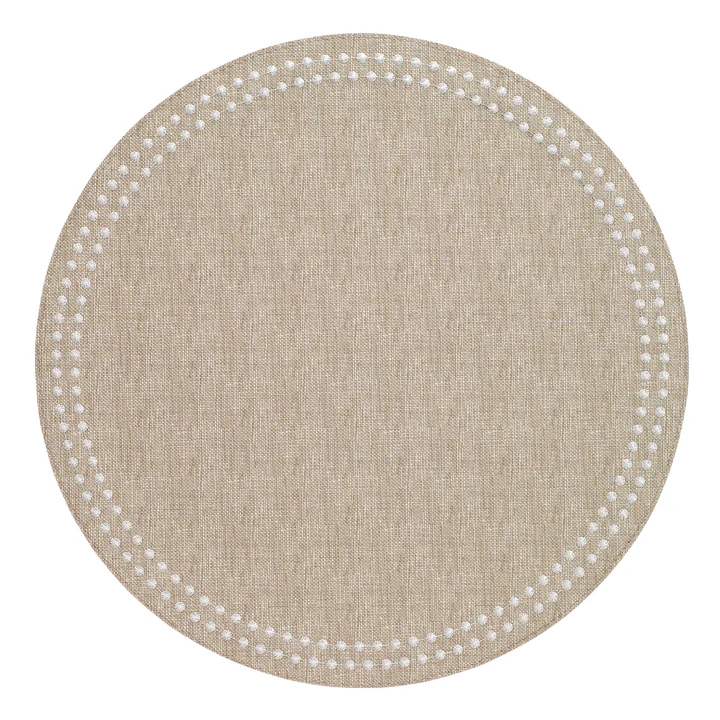 Pearls Circular Mat-beige/white 15" X15"