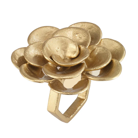 Napkin Rings Camellia Gold 2.5" X 2.5" X 2"