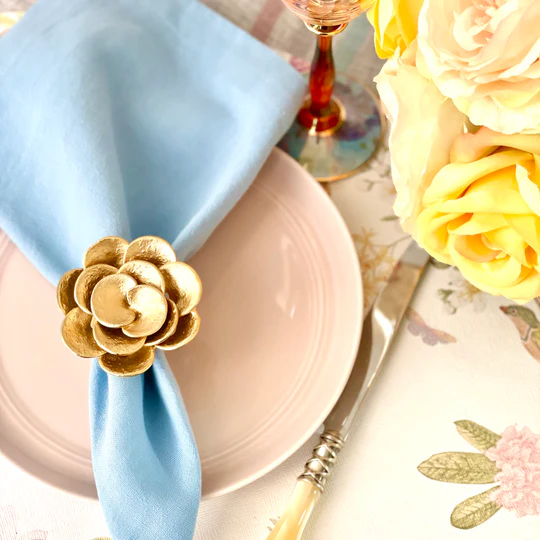 Napkin Rings Camellia Gold 2.5" X 2.5" X 2"