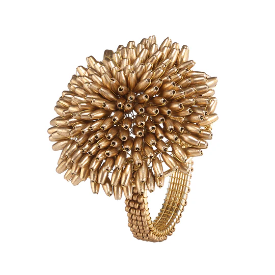 Napkin Rings Gold Pompon 1.5" Diameter