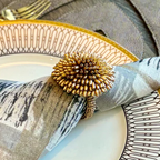 Napkin Rings Gold Pompon 1.5" Diameter