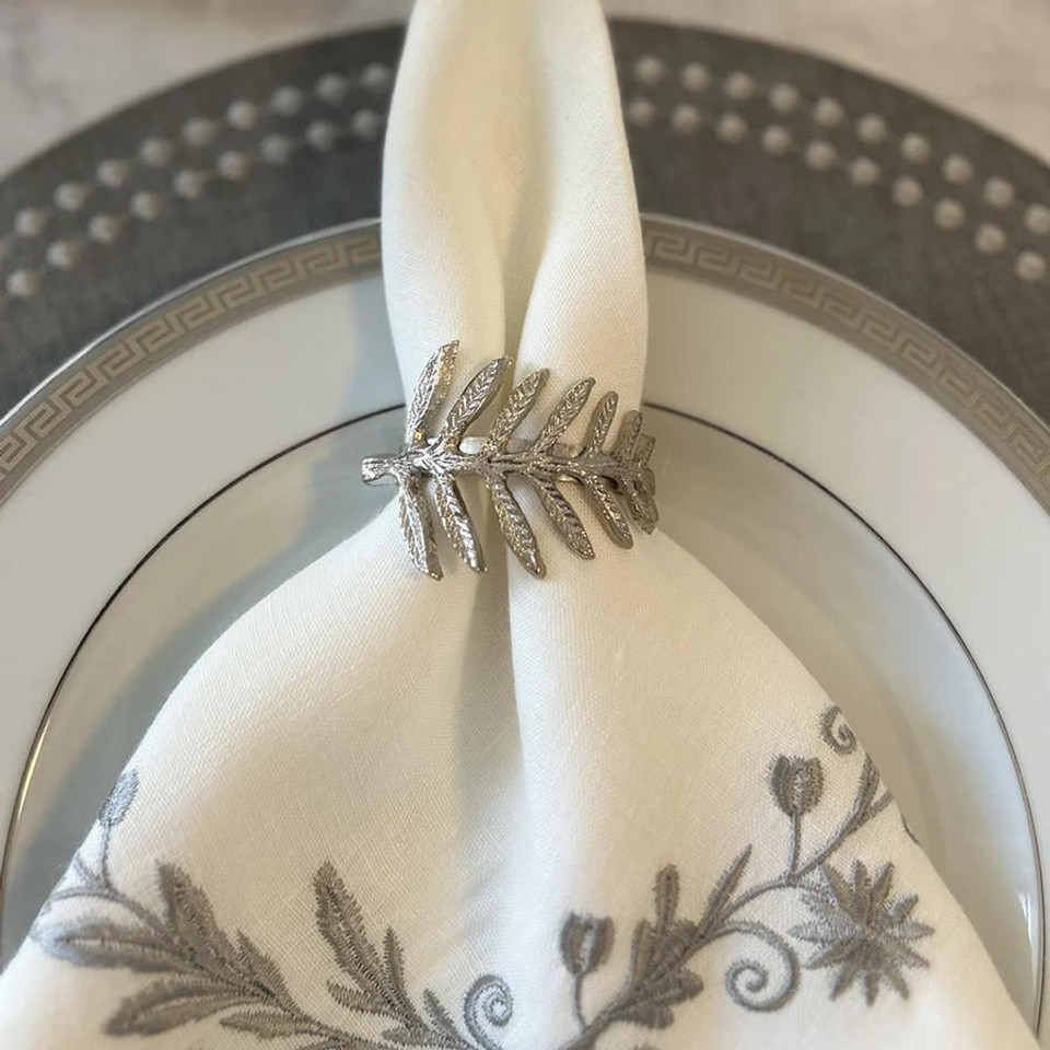 Napkin Rings Fern Silver 1.5" Diameter