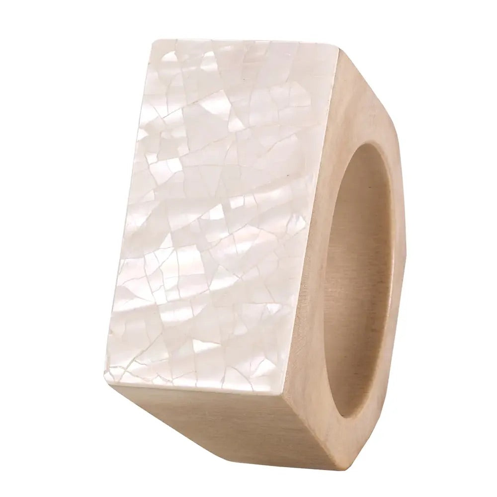Servilletero de concha nacarada agrietada, 1.5" de diámetro