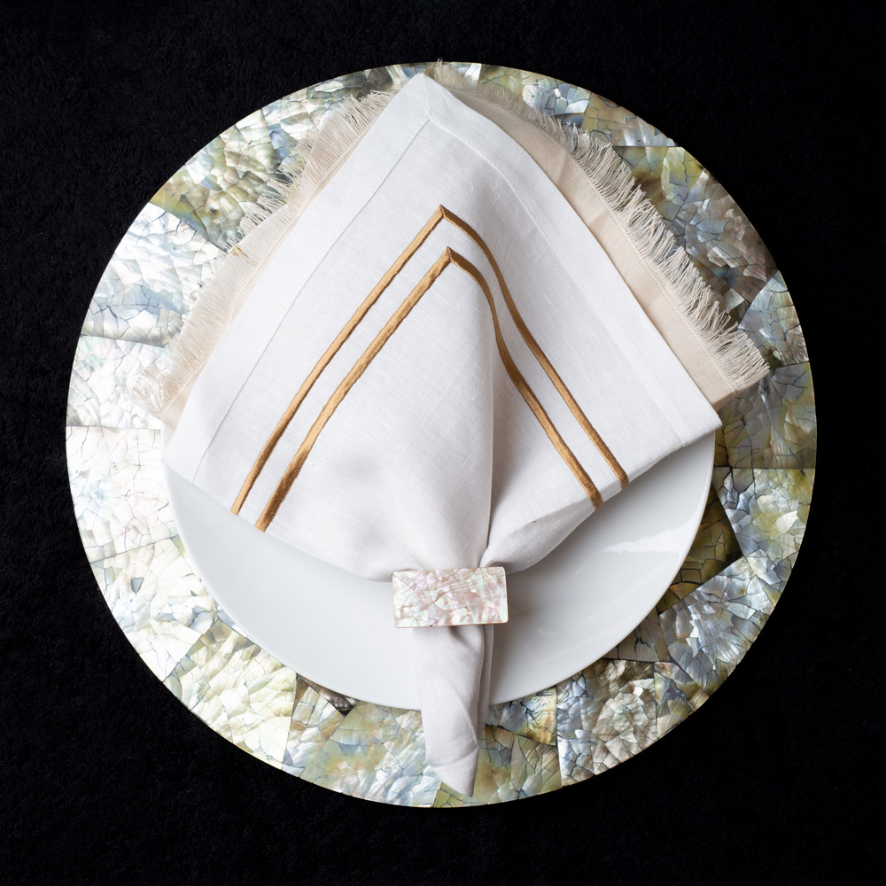 Napkin Ring Cracked Shell Pearl 1.5" Diameter