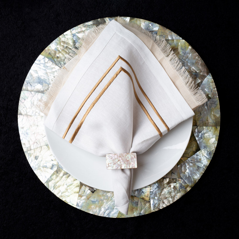 Napkin Ring Cracked Shell Pearl 1.5" Diameter