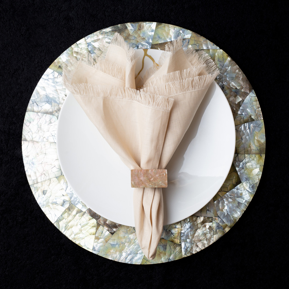 Napkin Ring Cracked Shell Pearl 1.5" Diameter