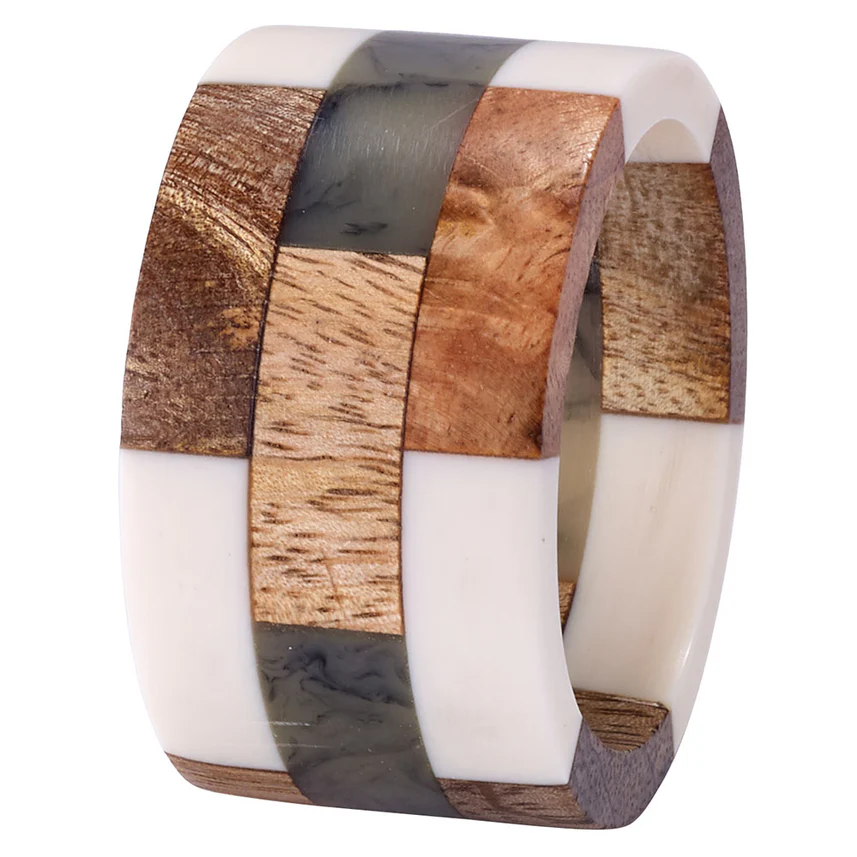 Napkin Ring Patched Wood 1.5" Diameter