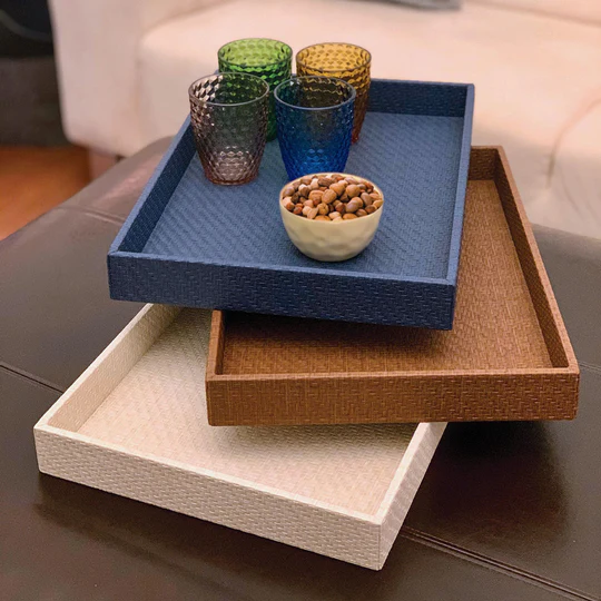 Wicker Navy Rectangle Tray 18x13¨