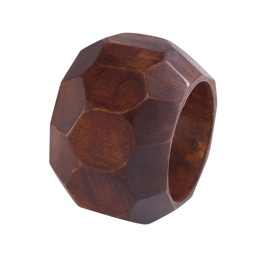 Napking Ring Faceted Wood 15" Diameter