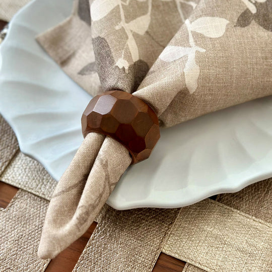 Napking Ring Faceted Wood 15" Diameter