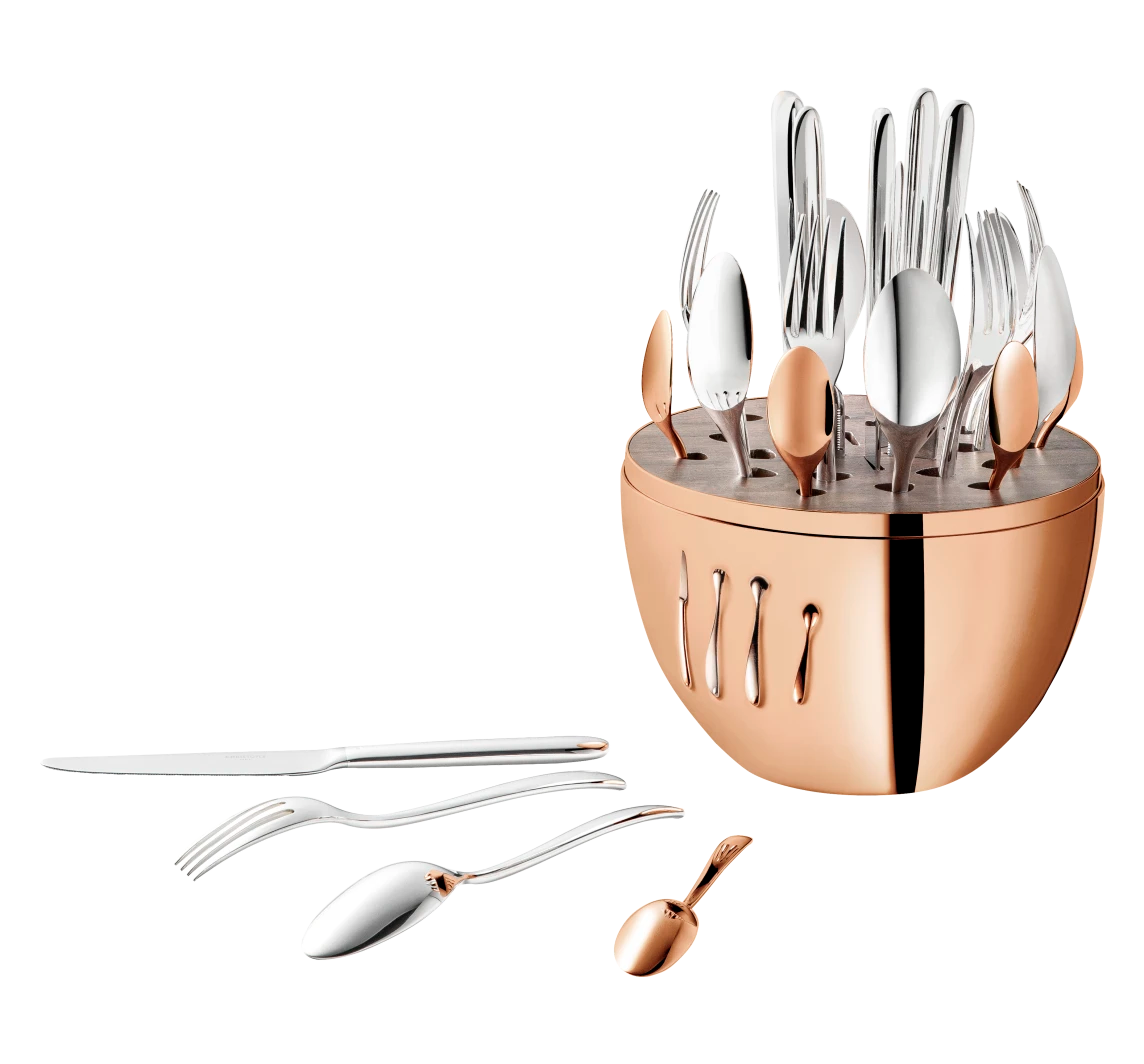 Mood Precious 24-Piece Rose Gold Flatware Set with Chest