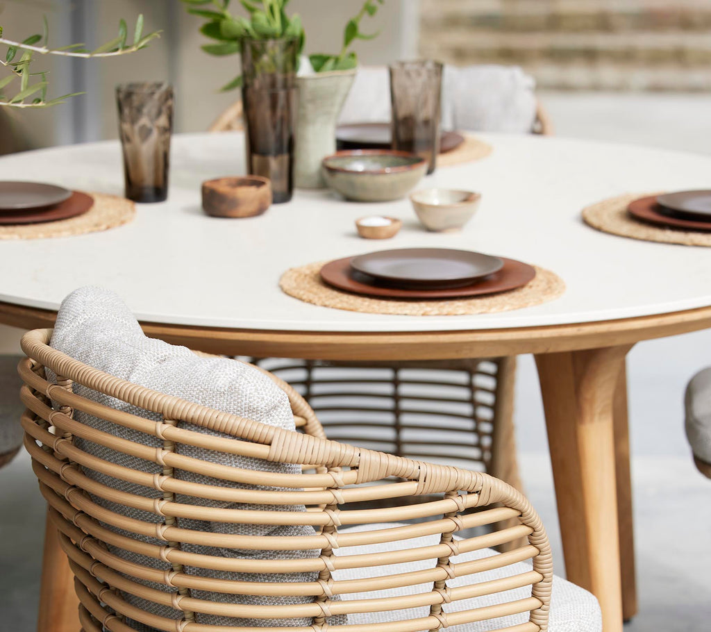 Mesa de Comedor Aspect 144 cm – Teca y Cerámica Multicolor