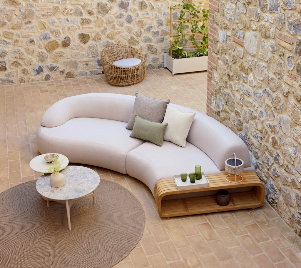 Sofá Modular Mellow para Exterior – Sand con Mesa de Teca