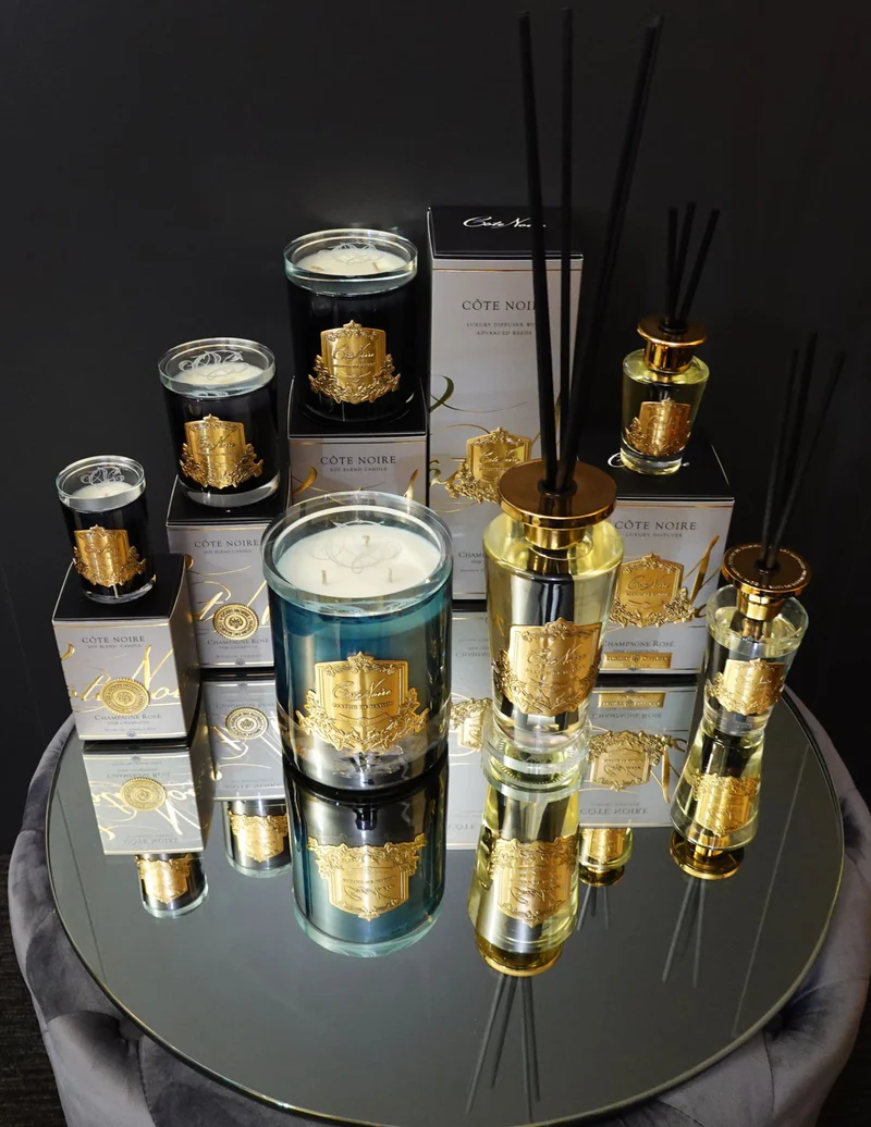 Luxury Candle - Navy Glass  Pink Champagne 2.5 kg