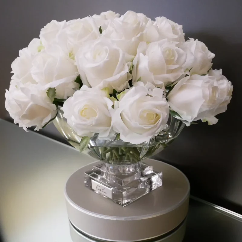 Centrepiece 37 Rosebuds Bouquet - White Silver Badge Rose Petal & Charente Rose. 2x10ml