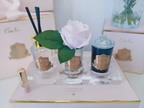 Gift Pack Charente Rose 2x5 ml Perfume Spray,75 gr Candle,90 ml Reed Diffuser.