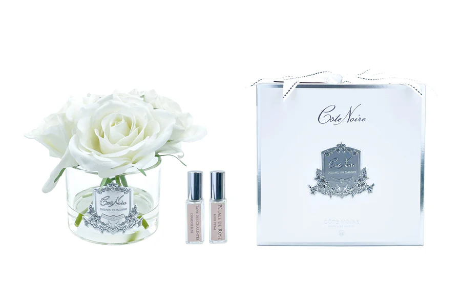 Five Rose - Ivory Clear Glass With Silver Rose Petal & Charente Rose. 2x5 ml