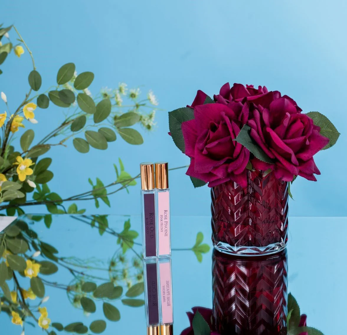 Herringbone Red Glass - Red Roses Rose Oud & Pink Peonies 1o ml