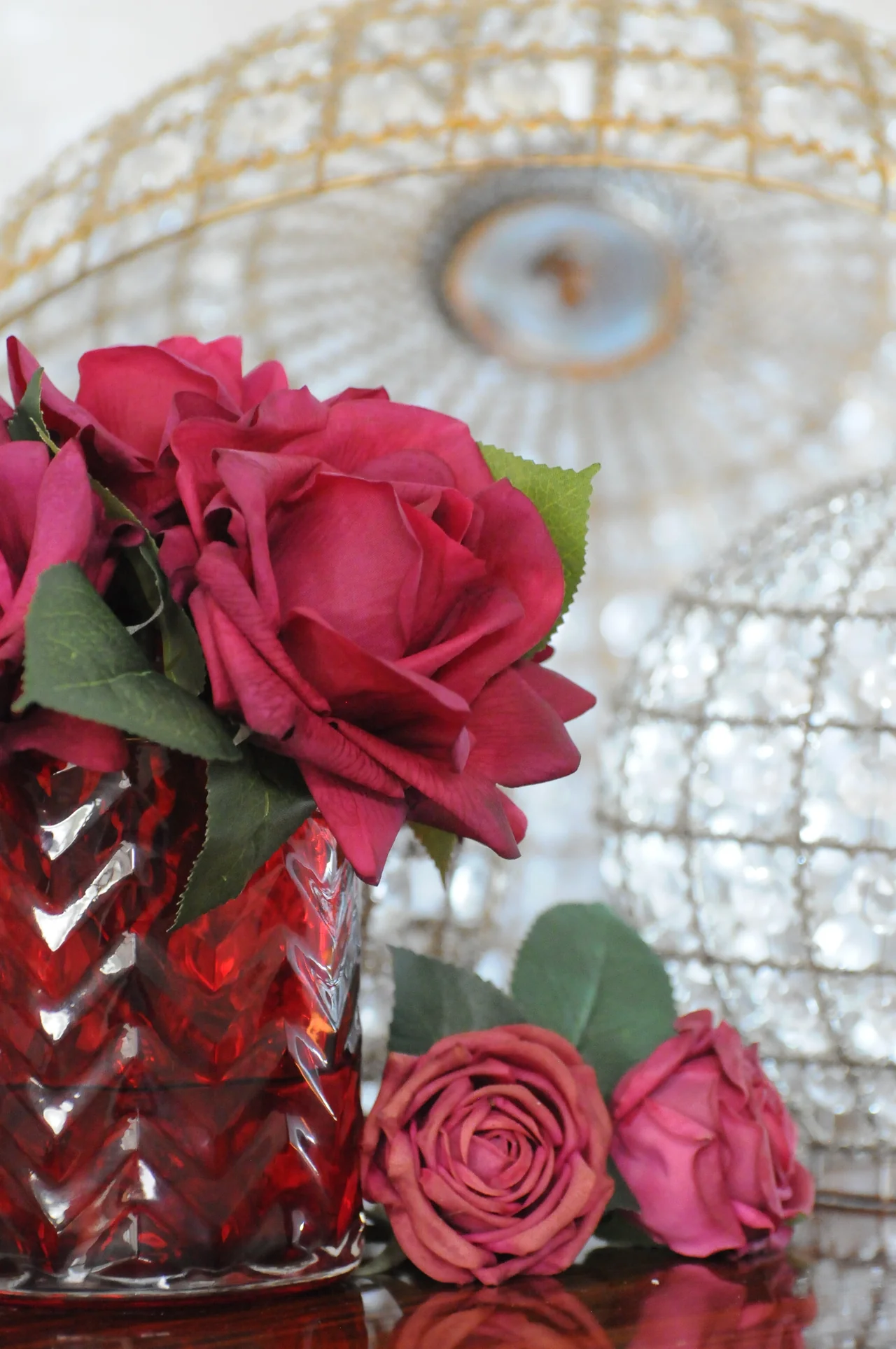 Herringbone Red Glass - Red Roses Rose Oud & Pink Peonies 1o ml
