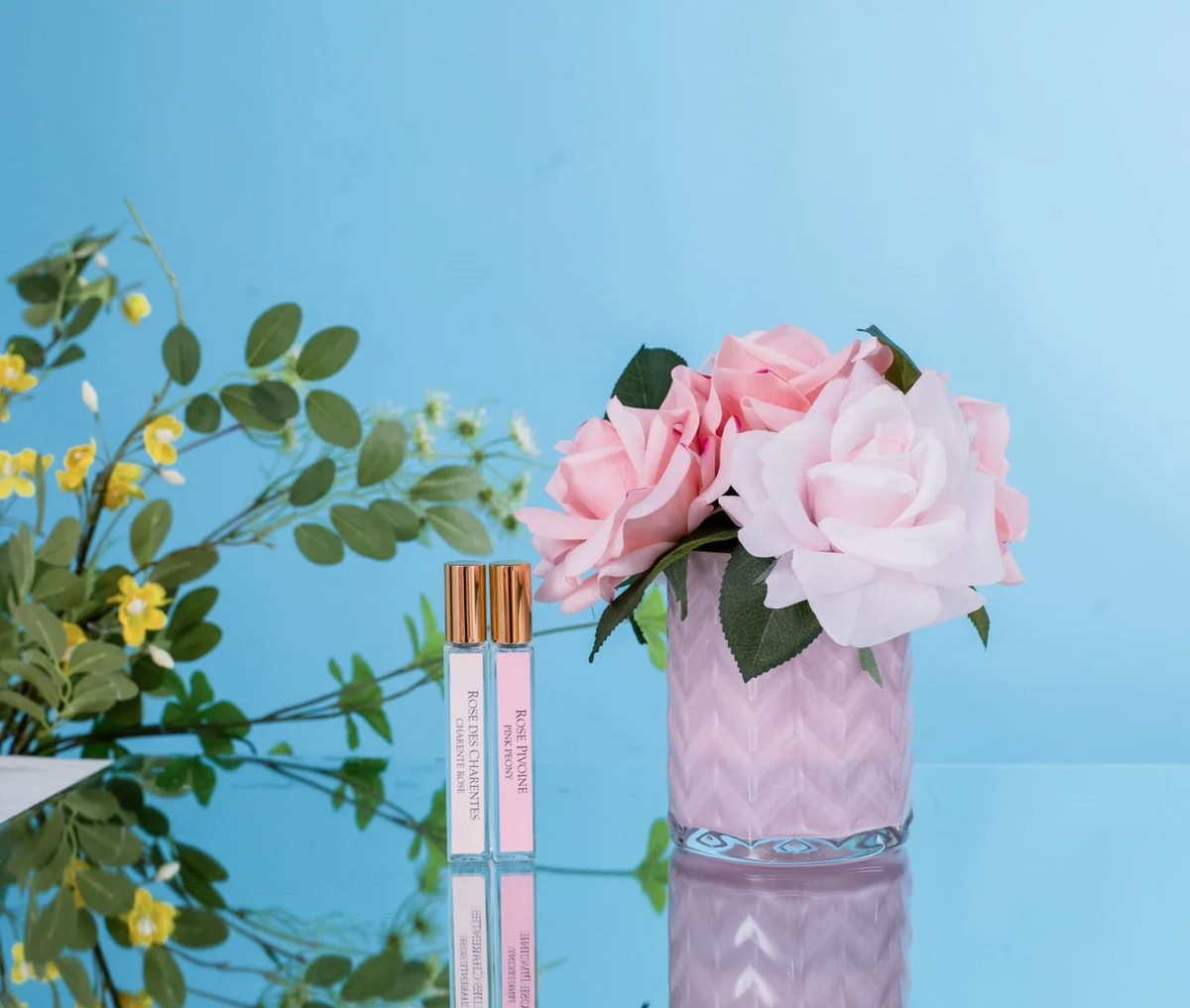 Herringbone Pink Glass - Pink Roses Charente Rose & Pink Peonies 2x10 ml