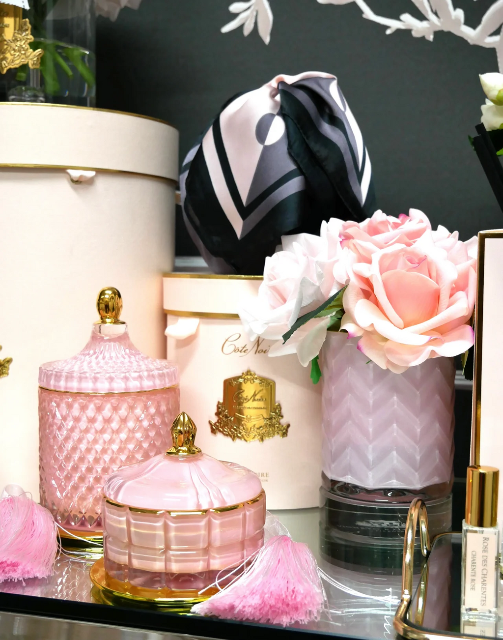 Herringbone Pink Glass - Pink Roses Charente Rose & Pink Peonies 2x10 ml