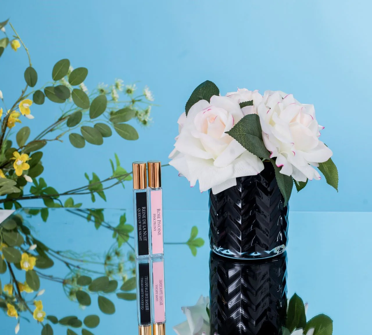 Herringbone Black Glass Blush Roses Queen Of The Night & Pink Peonie 2x10 ml