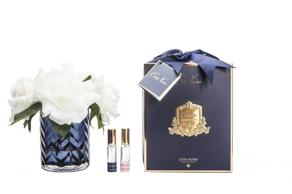 Herringbone Blue Glass White Roses Eau De Vie & Pink Peonies 2x10 ml