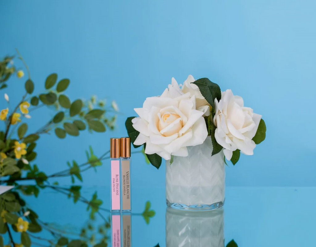 Herringbone Cream Glass Champagne Roses Blonde Vanilla & Pink Peonies 2x10 ml