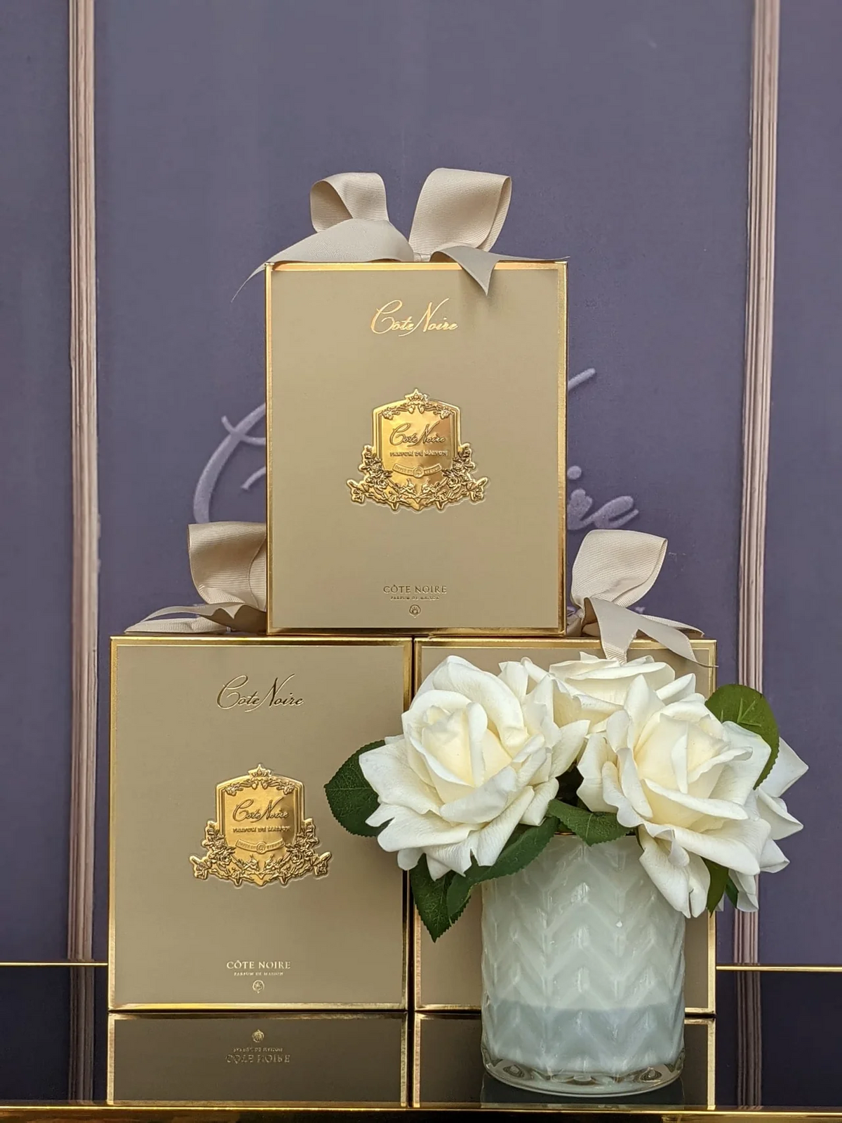 Herringbone Cream Glass Champagne Roses Blonde Vanilla & Pink Peonies 2x10 ml