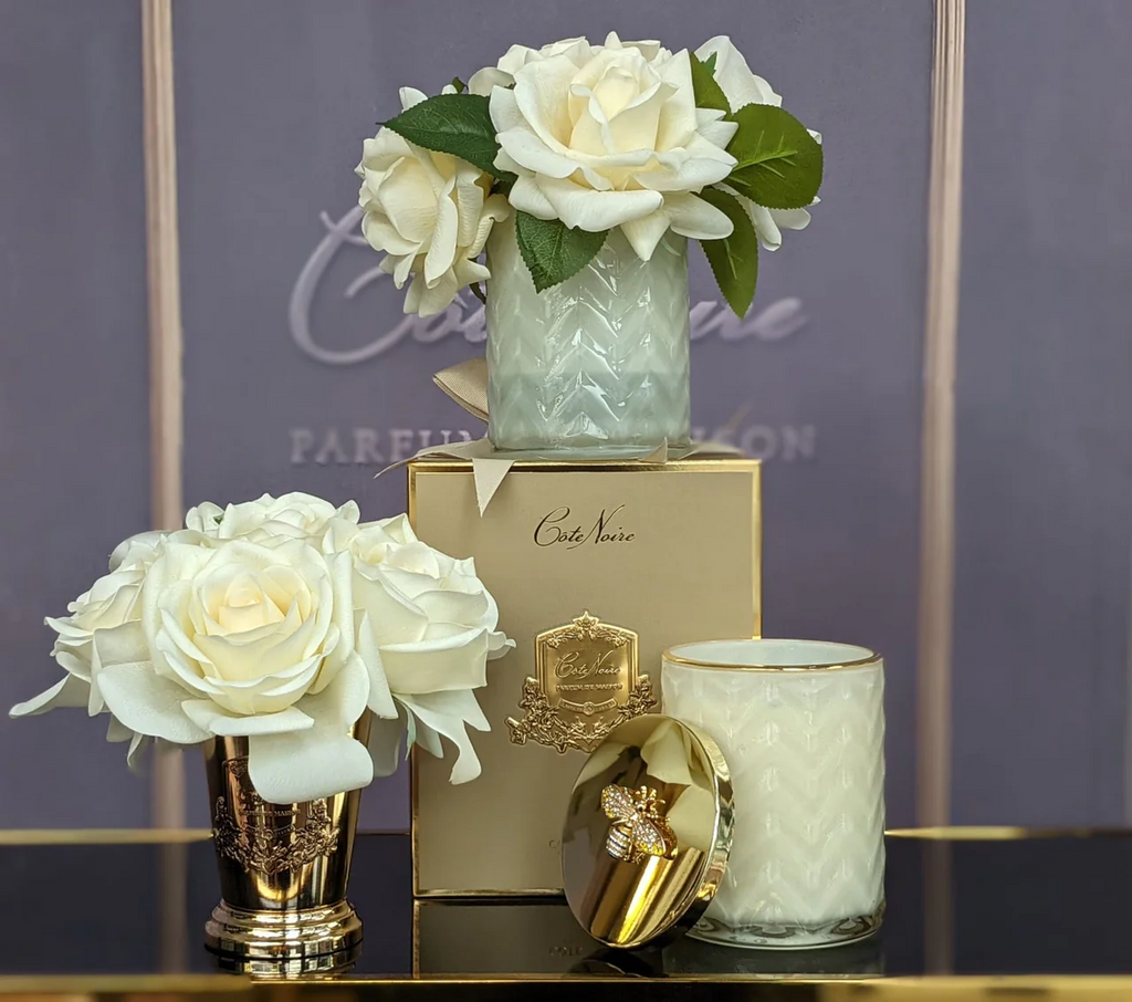 Herringbone Cream Glass Champagne Roses Blonde Vanilla & Pink Peonies 2x10 ml