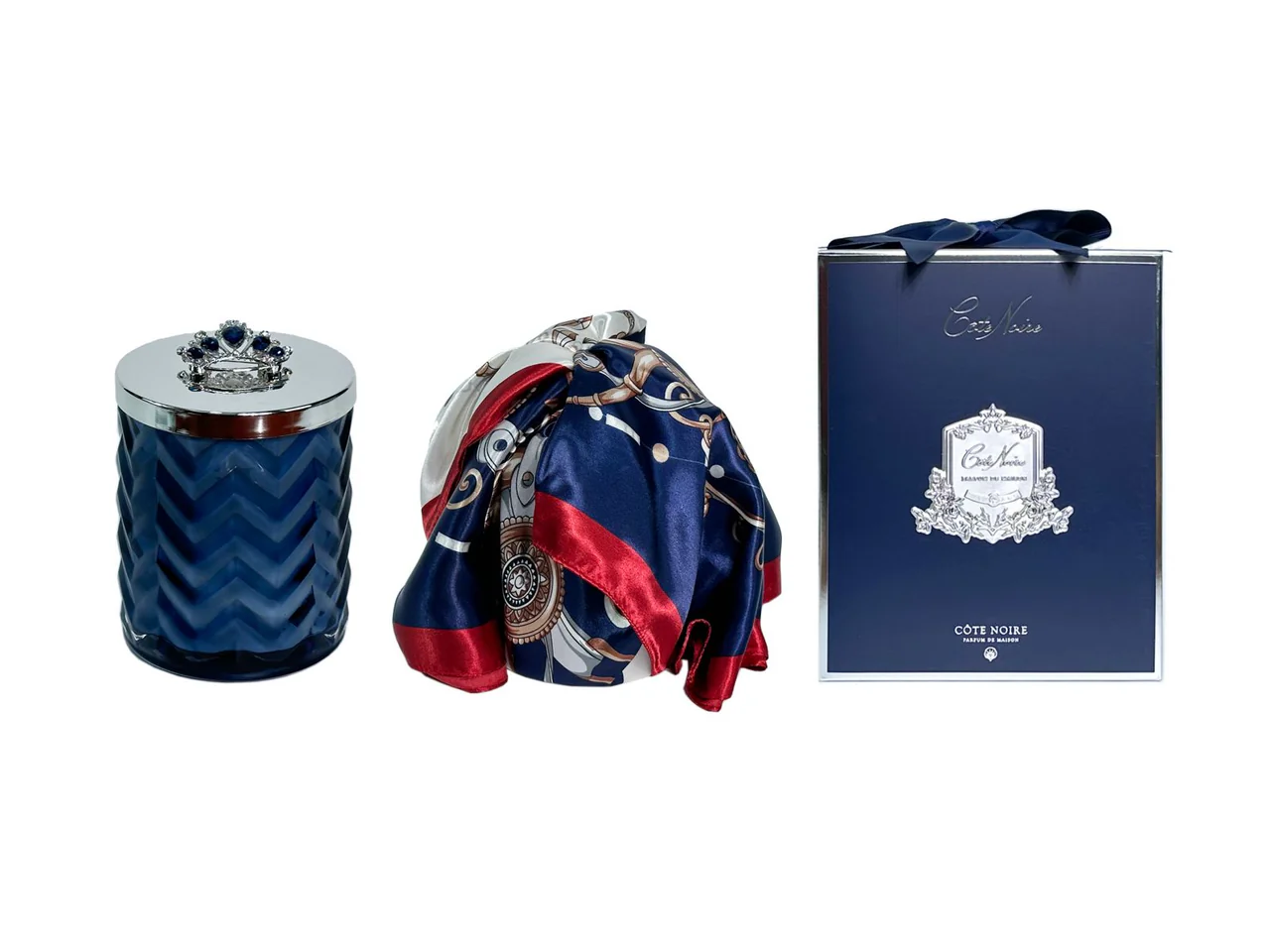 Herringbone Candle Set - Navy & Silver  Jardin A Versailles 600 gr
