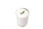 Herringbone Candle Set Ivory & Silver Lily Flower 600 gr