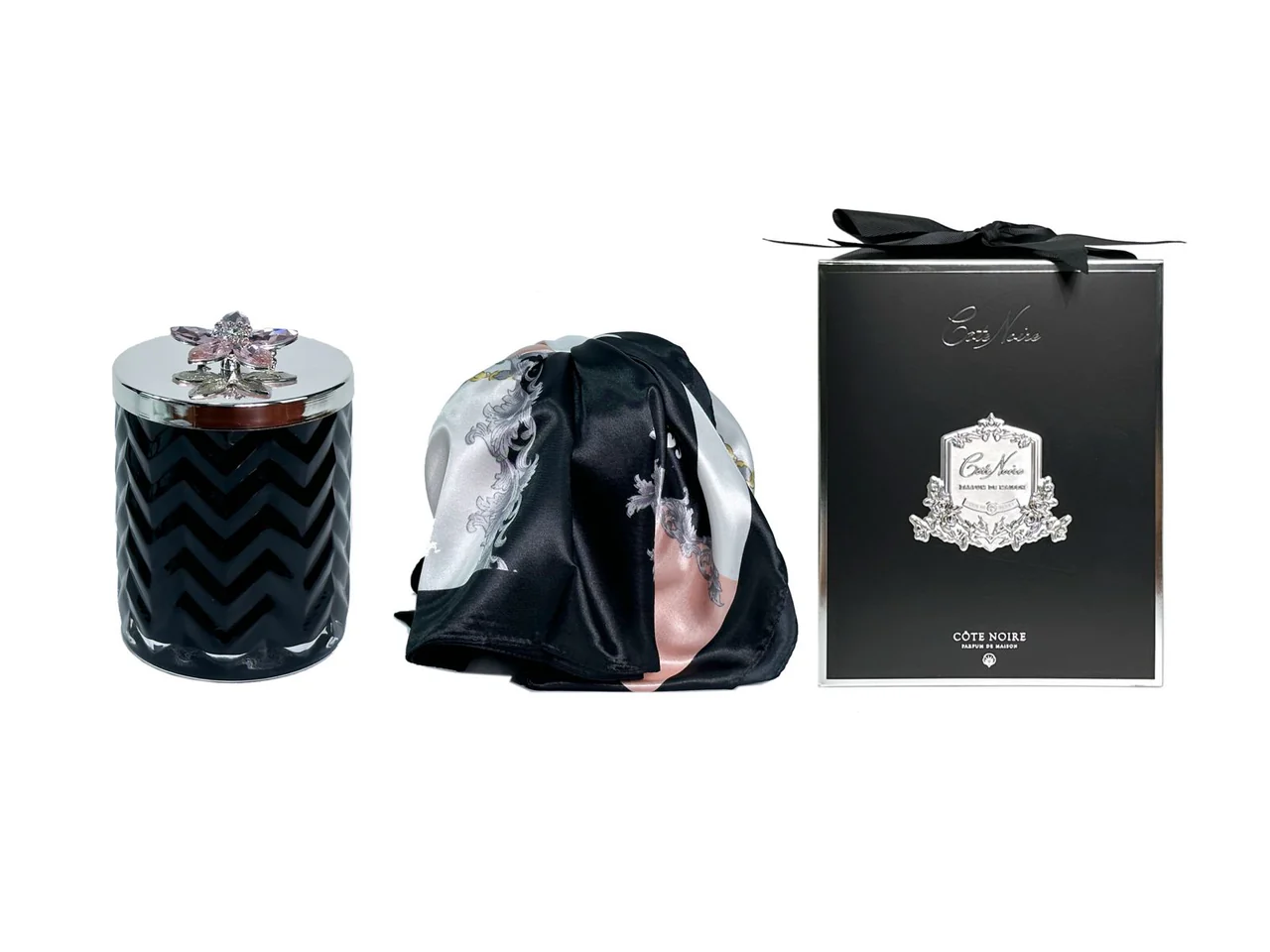 Herringbone Candle Set Black & Silver  Pink Champagne 600 gr