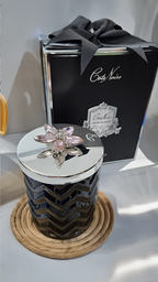 Herringbone Candle Set Black & Silver Pink Champagne 600 gr