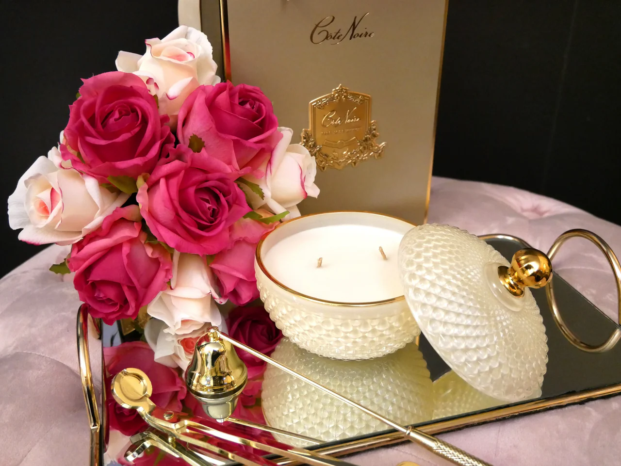 Round Art Deco Candle In Cream Blonde Vanilla 300gr