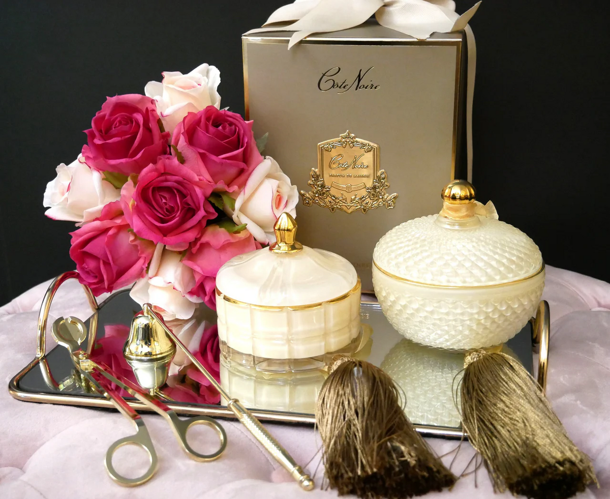 Round Art Deco Candle In Cream Blonde Vanilla 300gr